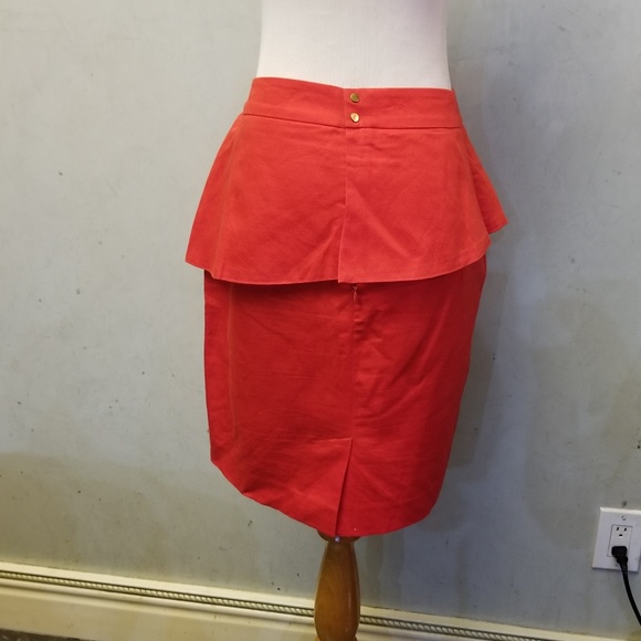 LOFT factory red overlay skirt (Q21) - Picture 4 of 6